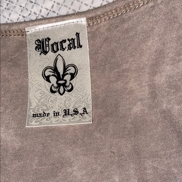 Vocal Cream and Tan Asymmetrical Tank Top - Picture 3 of 12